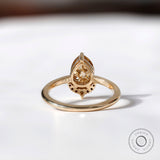 Pear Champagne Ring, Champagne Moissanite Ring, Color Stone Engagement Ring, Half Halo Ring, Pear Solitaire Ring, Yellow Gold Promise Ring