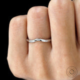 2 MM Curved Wedding Band With 5 Lab Diamonds in 18K White Gold, Matching Contour Band For Her, Curved Diamond Band, Wave Ring Diamond