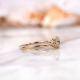 OMC Cushion Moissanite Engagement Ring, Old Cut Three Stone Ring, Dainty Three Stone Ring, Georgian Style Ring, Round Milgrain Side Stones