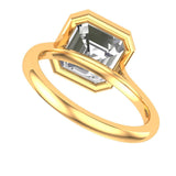 5.4 CT Asscher Cut Moissanite Ring For Women, 10K/14K/18K Yellow Gold Ring, Bezel Engagement Ring, Solitaire Ring Gold, Promise Ring For Her