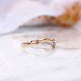 Marquise Cut Moissanite Curved Wedding Band, Half Eternity Band, Rose Gold Matching Band Diamond Stacking Ring, Unique V Shape Band