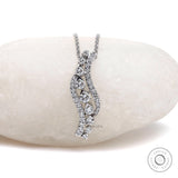 Lab Grown Diamond Journey Necklace, Wavy Drop Pendant Necklace, Diamond Swirl Necklace, White Gold Chain Necklace, Delicate Diamond Necklace