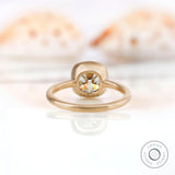 Old Mine Cut Cushion Ring Moissanite, Georgian Engagement Ring, Off White Stone Ring, Brushed Matt Finish Claw Prong Ring, Closed Bezel Ring