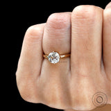 6.5 MM Old Mine Cut Cushion Lab Grown Diamond/Moissanite Engagement Ring, 10k/14k/18k Solid Yellow Gold Compass Setting Ring, Promise Ring