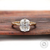 Old Mine Cut Cushion Ring Moissanite, Elongated Cushion Cut Ring, Moissanite Engagement Ring, 6 Prong Ring, Georgian Style Ring, Gold Rings