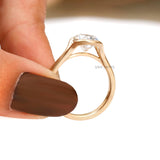 Old Mine Cut Oval Moissanite Split Shank Engagement Ring 18K Yellow Gold Fine Matte Finish Ring Half Bezel Set Solitaire Ring