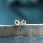 Display edge view OEC champagne moissanite stud earrings