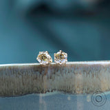 Display edge view OEC champagne moissanite stud earrings