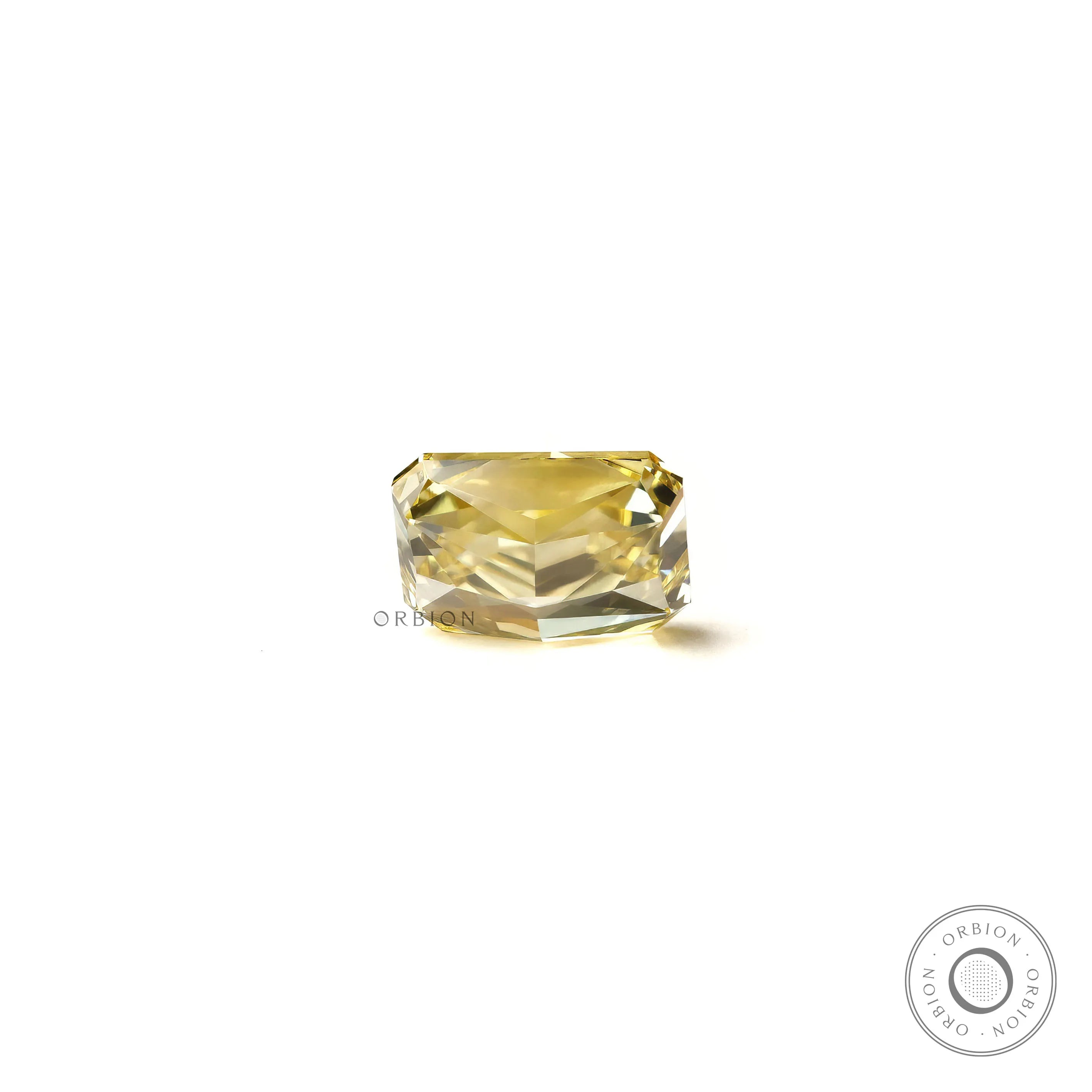 Bottom profile of yellow radiant cut loose lab diamond