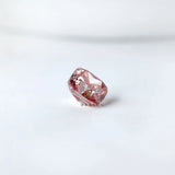 Side angled profile of purplish pink cushion loose lab diamond