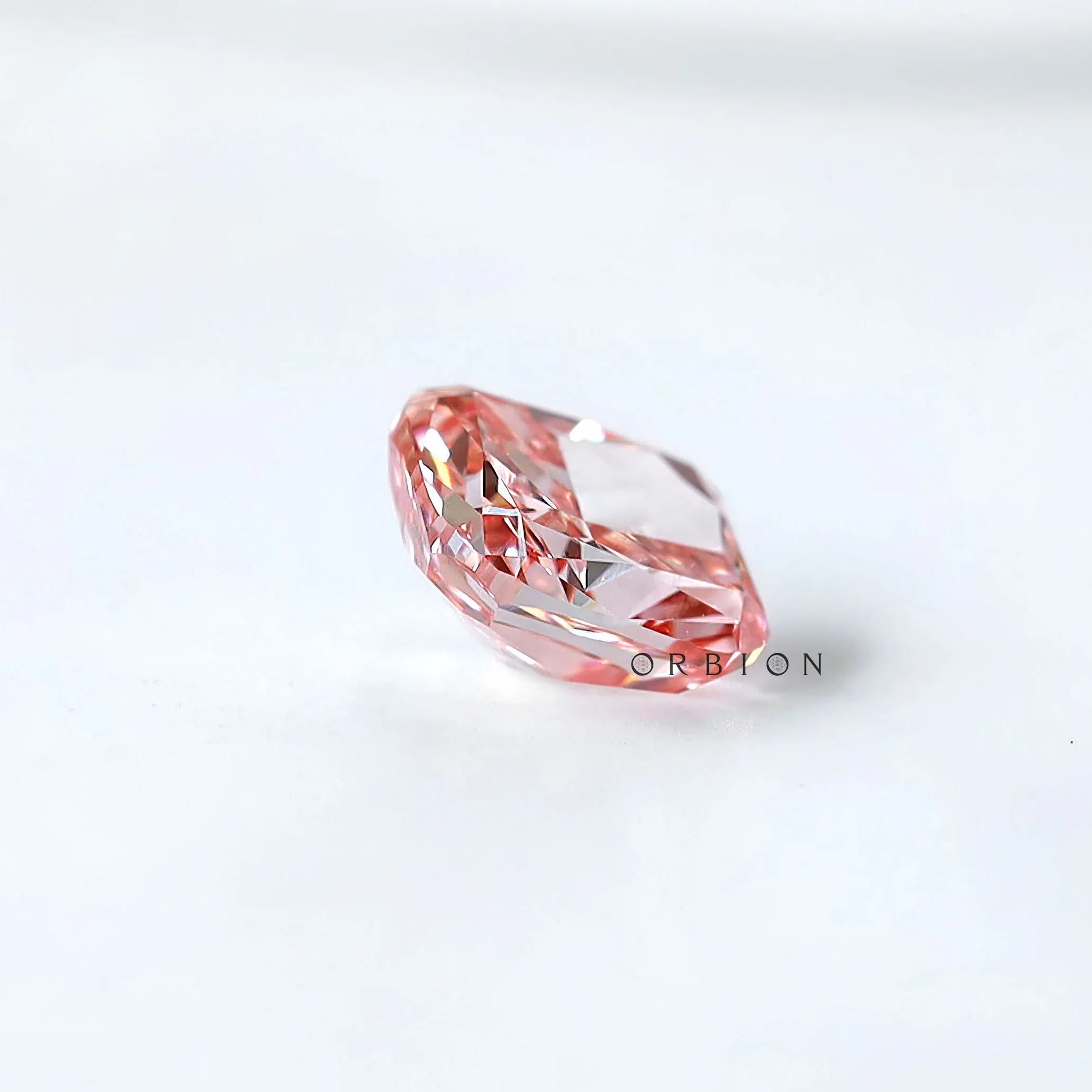 Bottom view of fancy vivid pink cushion lab diamond