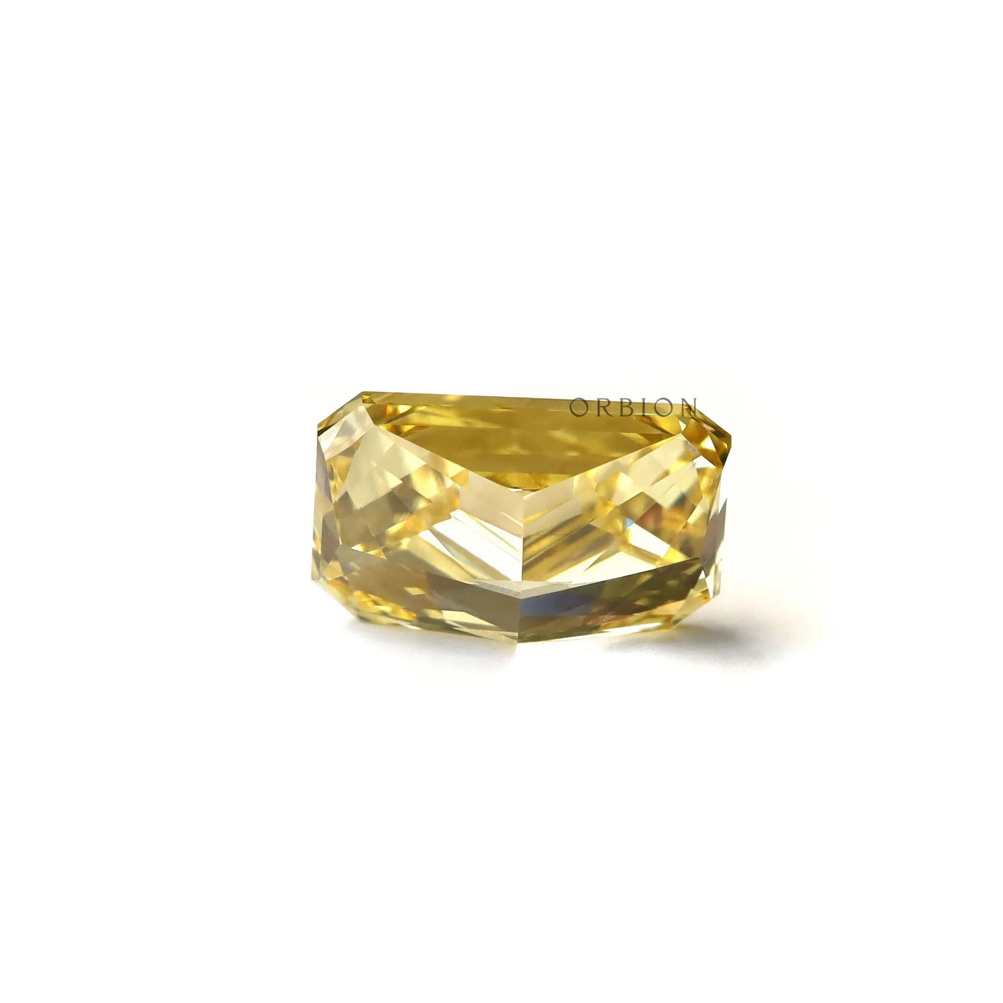 Bottom profile of vivid yellow radiant loose lab diamond