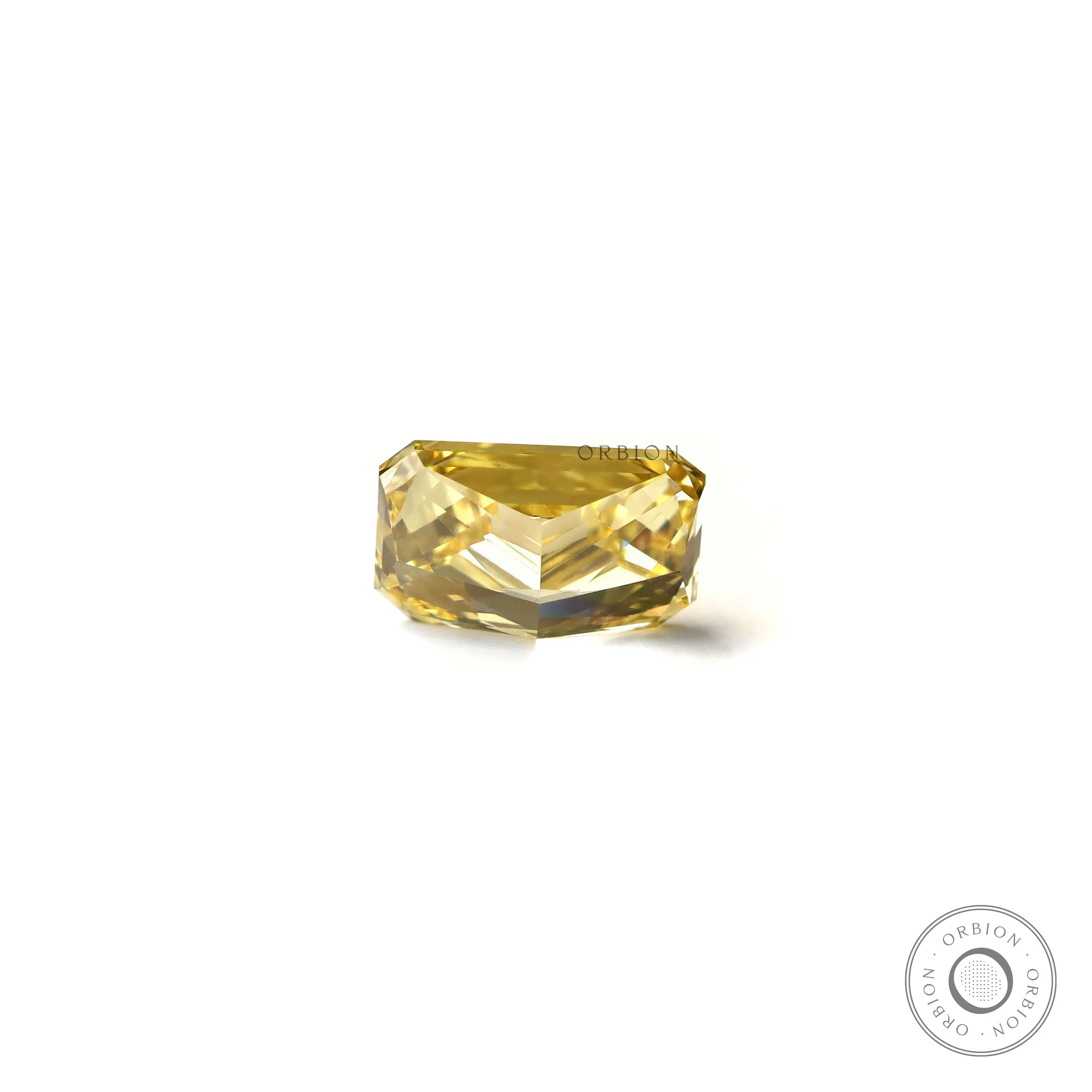 Bottom profile of vivid yellow radiant loose lab diamond