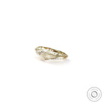 Bottom profile of pear shaped yellow loose lab diamond on white surface