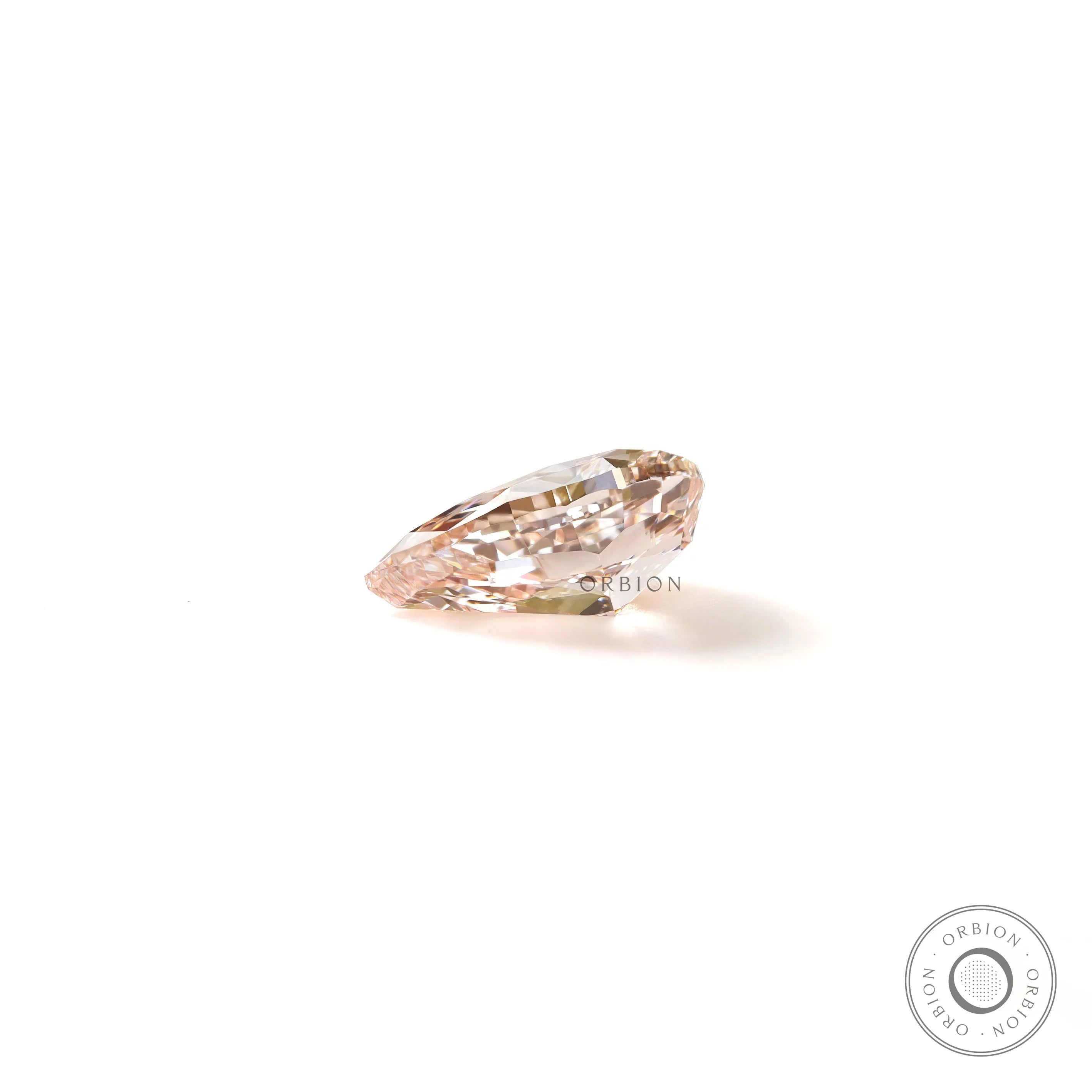 Side profile of fancy vivid pink pear lab diamond