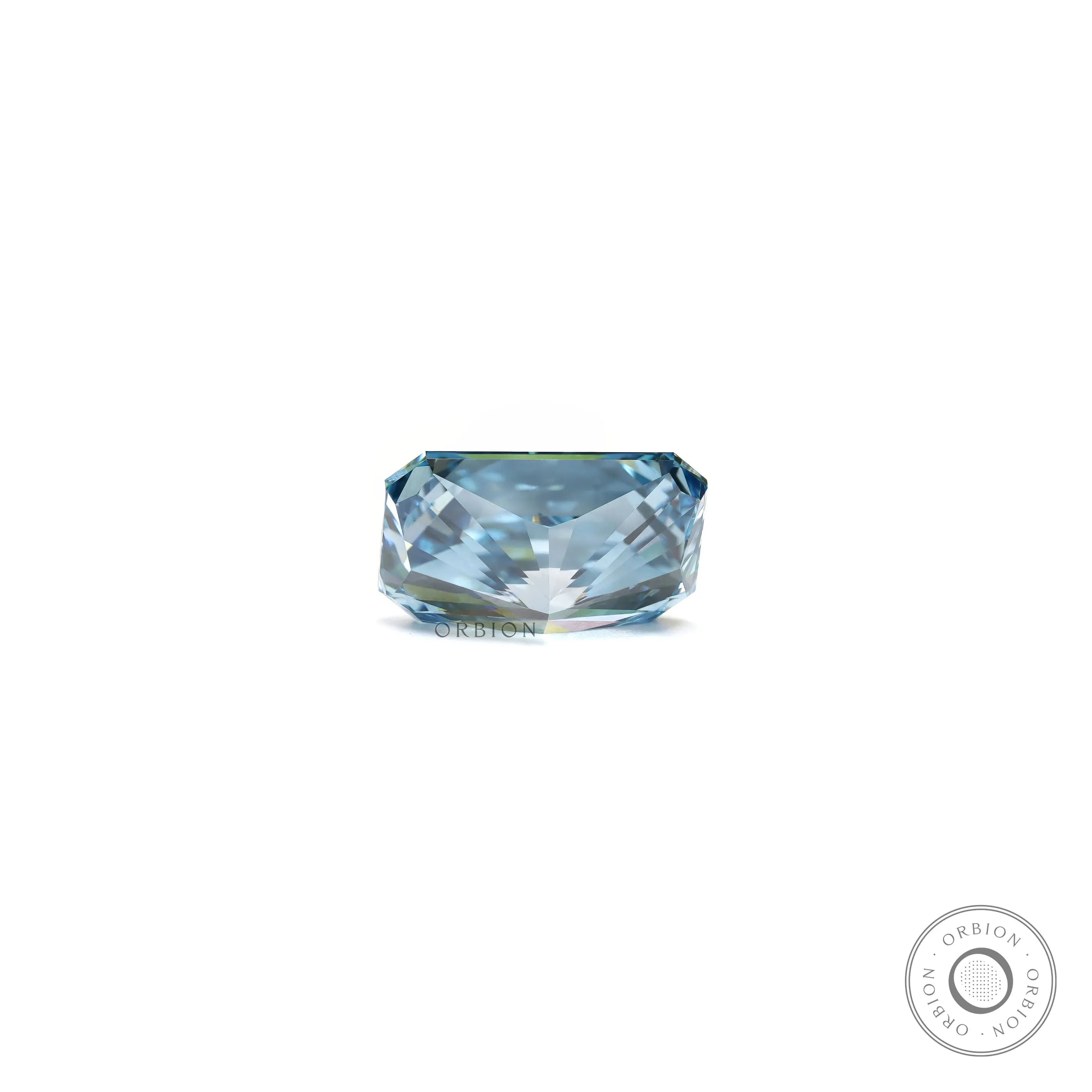 Bottom view of fancy vivid blue radiant lab diamond