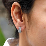 Diamond Multi-Row Tapered Hoop Earrings, Lab Grown Diamond Earrings, Pave Diamond Hoop Earrings, 10k/14k/18k Solid Gold Dome Earrings