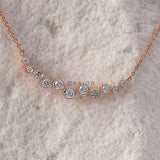 Bezel Circular Lab Diamond Necklace, Cluster Diamond Necklace, Floating Diamond Necklace, Bubble Diamond Necklace, Curved Diamond Pendant