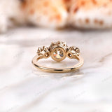 Cushion OMC Moissanite 3 Stone Vintage Ring, Georgian Ring for Her, Claw Prong, Old Mine Cut, Unique Engagement Ring, Promise Ring