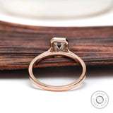 Emerald Cut Moissanite Bezel Engagement Ring, Solitaire Wedding Ring for Her, Classic Comfort Fit Ring, Yellow/White/Rose Gold Handmade Ring