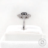 Vintage Black Moissanite Cluster Ring - Art Deco Style in 14K White Gold, 5.5MM Old European Cut, Unique Halo Engagement Ring, Promise Ring