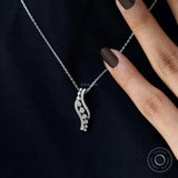 Lab Grown Diamond Journey Necklace, Wavy Drop Pendant Necklace, Diamond Swirl Necklace, White Gold Chain Necklace, Delicate Diamond Necklace