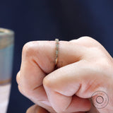 Vintage-inspired Marquise Moissanite Wedding Band in Elegant 14K Gold, Art Deco Milgrain Half Eternity Band