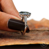 Step Cut Hexagon Dark Grey Moissanite Ring, Vintage Engagement Ring, 14K White Gold Art Deco Ring, Milgrain Promise Ring, Proposal Ring