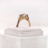 OEC Moissanite Cluster Ring, Vintage Engagement Ring, Georgian Style Ring, Antique Bridal Ring, Yellow Gold Vintage Ring, Claw Prong Ring