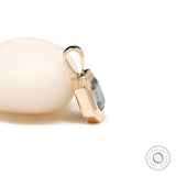 Blue Green Emerald Cut Moissanite Double Bezel Pendant, 14k Solid Yellow Gold Pendant Charm, Glossy Finish Chunky Pendant, Wedding Pendant