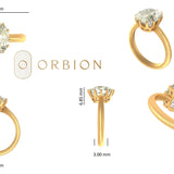 OMC Off white Moissanite 14K Yellow Gold Satin Brush Finish Setting, Solitaire Engagement Ring, Unique Wedding Ring, Art Deco Ring