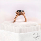 Octagon black onyx engagement ring antique rose gold ring round diamond ring art deco milgrain ring anniversary promise ring , gift for her