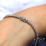 2.8 MM Round Lab Grown Diamond Tennis Bracelet, 14K Solid White Gold Distant Diamond Bracelet, Lab Diamond Bracelet For Everyday Wear