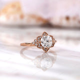 Floral-Inspired Lab Diamond Ring with 1 Ct Sparkle - A Truly Special Rose Gold Engagement Ring, Nature Inspired Rose Flower Promise Ring