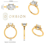 Three Stone Engagement Ring, Asscher Moissanite Ring, Three Stone Moissanite Ring, Step Cut Ring, 10k/14k/18k Yellow Gold Triology Ring