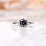 1.7 CT Old Mine Cut Elongated Cushion Grey Moissanite Vintage Engagement Ring for Her, Solitaire Ring, 18K White Gold Ring, Split Shank Ring