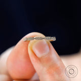 Vintage-Inspired 14K Gold Moissanite Wedding Band - Elegant Stacking Ring with Art Deco Flair, Modern Twist on Classic Art Deco Style