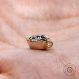 2.2 CT Oval Deep Blue Moissanite Pendant, East West Old Mine Cut Pendant, Closed Bezel Georgian Style Pendant, Double Loop Gold Pendant