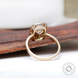 Elongated Cushion Champagne Moissanite Ring, Old Mine Cut Ring, Champagne Bezel Ring, Matt Finish Gold Ring, Antique Old Cut Ring