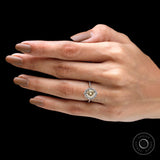 Round Champagne Halo Moissanite Engagement Ring Unique Cathedral Shank Ring Diamond Substitute Promise Ring Unique Wedding Ring