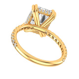 3.5 CT Brilliant Radiant Cut Moissanite Ring, 10K/14K/18K Yellow Gold Moissanite Pave Set Engagement Ring, Hidden Halo Ring, Wedding Ring