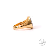 Pave Diamond Chunky Signet Ring For Men & Women Honey Comb Oval Ring Yellow Gold Statement Ring For Women Unique Wedding Anniversary Ring