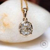 7*6 MM DEF Old Mine Cut Moissanite Pendant Georgian Era Bezel Pendant, Claw Prong Cushion Cut Pendant, Minimalist Statement Pendant