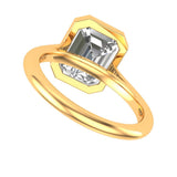 Emerald Cut Bezel Set Moissanite Engagement Ring, 10K/14K/18K Yellow Gold Ring, Solitaire Ring Gold, Wedding Ring For Her