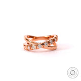 Diamond Crossover Band Ring, Crossover Wedding Ring, Unique Diamond Ring, Rose Gold Bar Set Lab Diamond Ring, Criss Cross Statement Ring