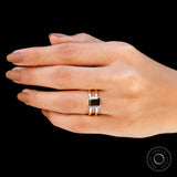 Asscher Cut Dark Green Moissanite Ring, Double Shank Wedding Ring, Bezel Engagement Ring, Asscher Cut Solitaire Ring, 14k Yellow Gold Ring