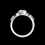 A Touch of Nature: Flower Design Lab Diamond Ring with Ruby and Moissanite Details, One-of-a-Kind Nature-Inspired Diamond Ring, Gift For Her