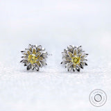 Lotus Inspired “Majestic Bloom” Earrings, Fancy Yellow Lab Diamond Earrings, Flower Petals, Uniquely Designed Diamond Earrings in Solid Gold