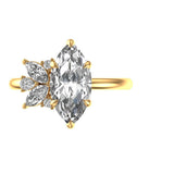 Marquise cut Moissanite engagement ring vintage yellow gold Unique Cluster engagement ring women diamond wedding Bridal Anniversary gift
