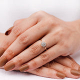 IGI Certified Round Lab Diamond Halo Engagement Ring, Halo Blossom Ring, Starburst Gold Ring, Cluster Diamond Ring, Wedding Ring Womens